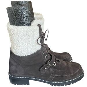 Stuart Weitzman Viking Cold Weather Brown Suede Shearling Luge Boots 7.5 Womens